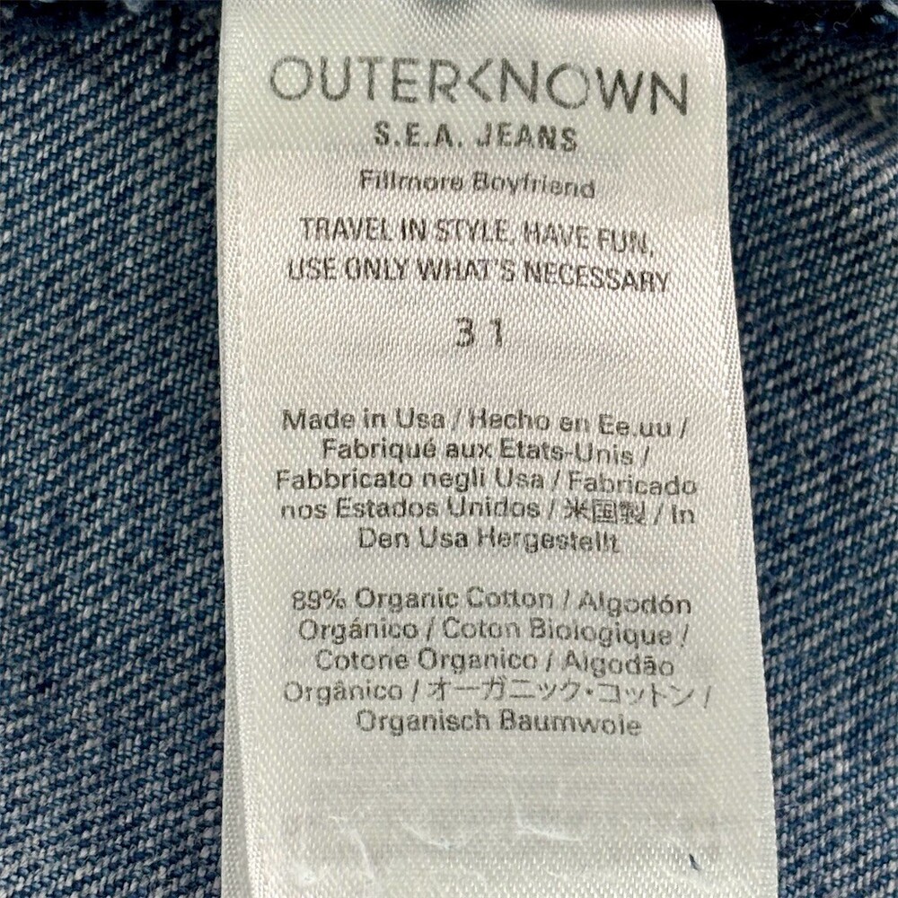 Outerknown S.E.A. Jeans Size 31 Fillmore Boyfriend Distressed Medium Wash - Picture 11 of 12